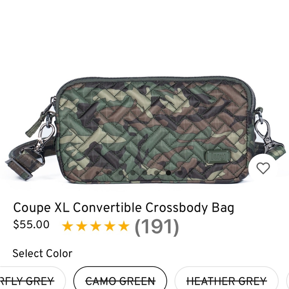 LUG Coupe XL Convertible Crossbody Bag Camo Green - NWT